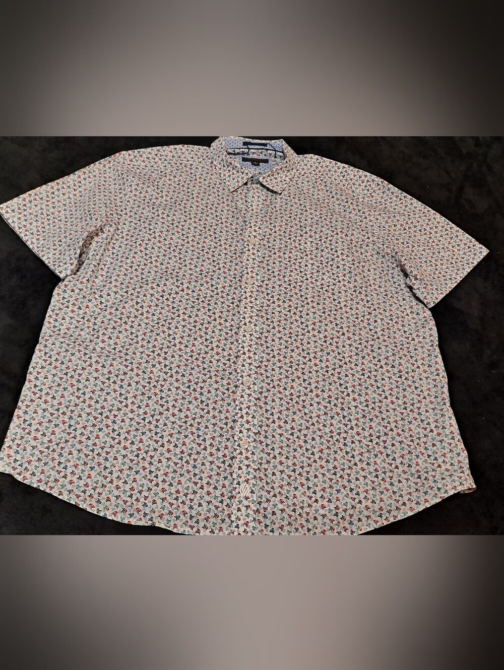 Johnston & Murphy Men's White Skull Crossbones  Button-Up Shirt Sz XL